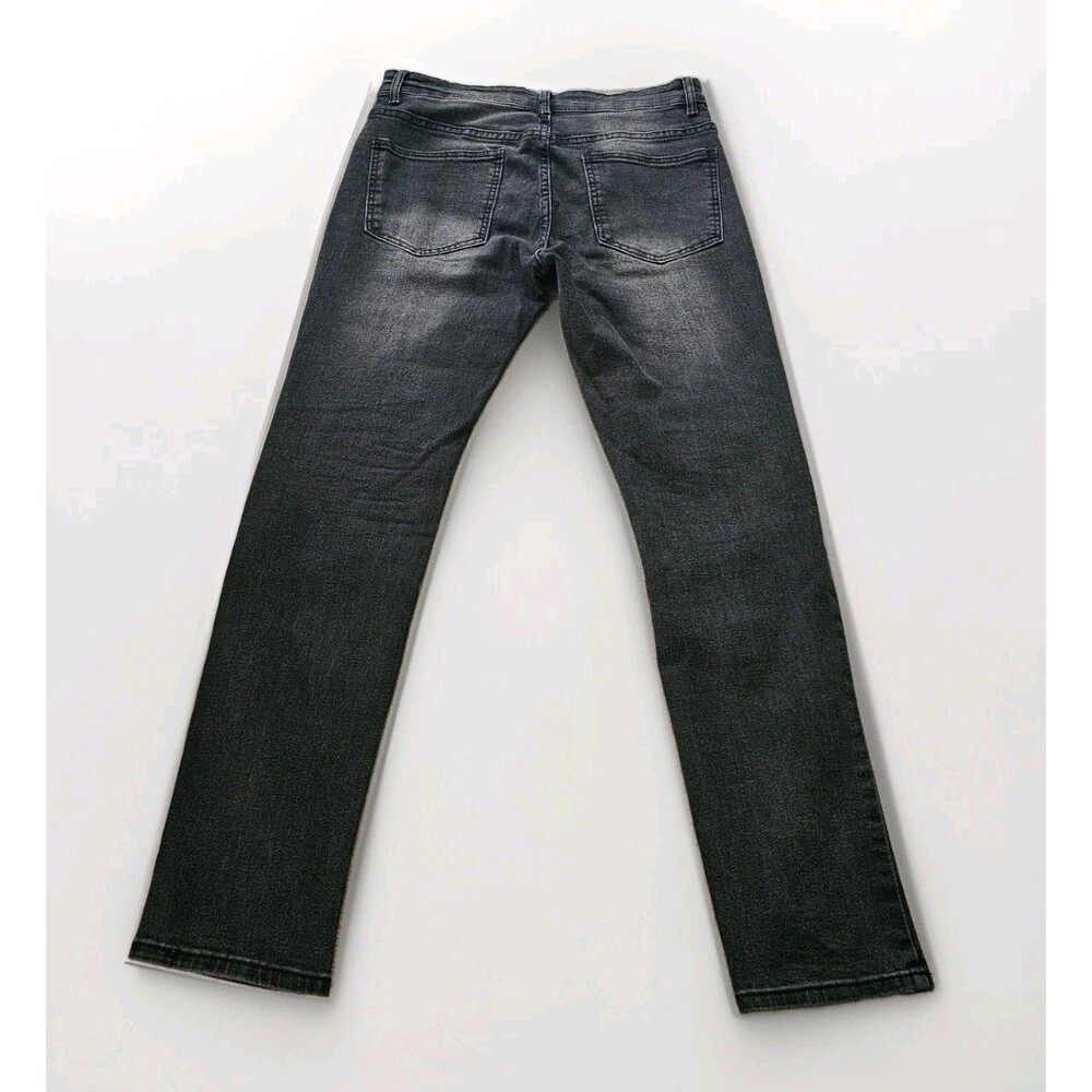 R GSTR Men's Slim Straight Stacked Ripped Patched Jeans Black Size 32 Inseam 28 - Picture 2 of 13